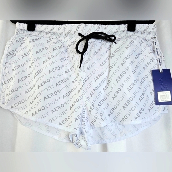 NWT Aeropostale Aero Sport White/Gray Running Shorts - Picture 1 of 7